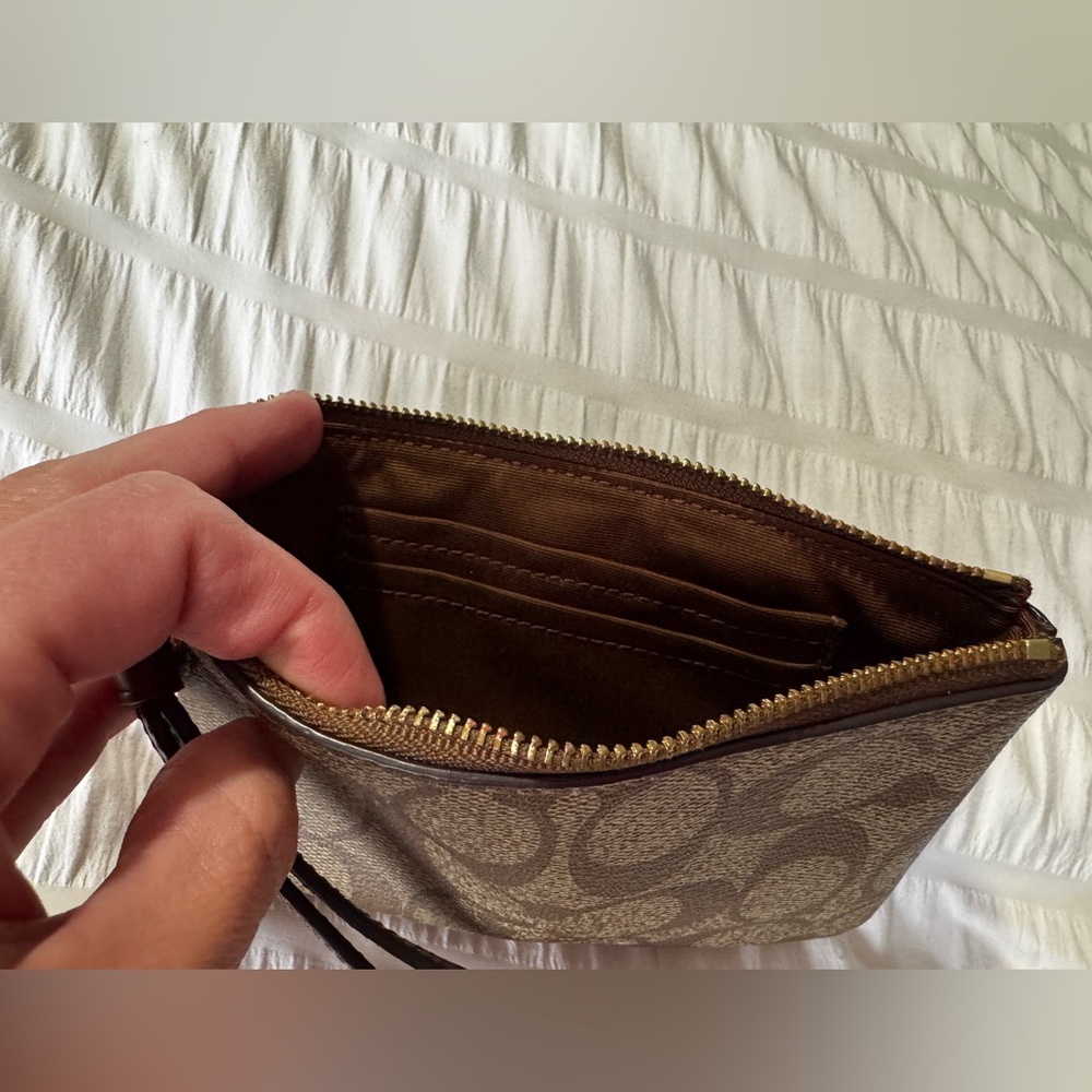 Coach Signature Brown Wristlet - Picture 3 of 3